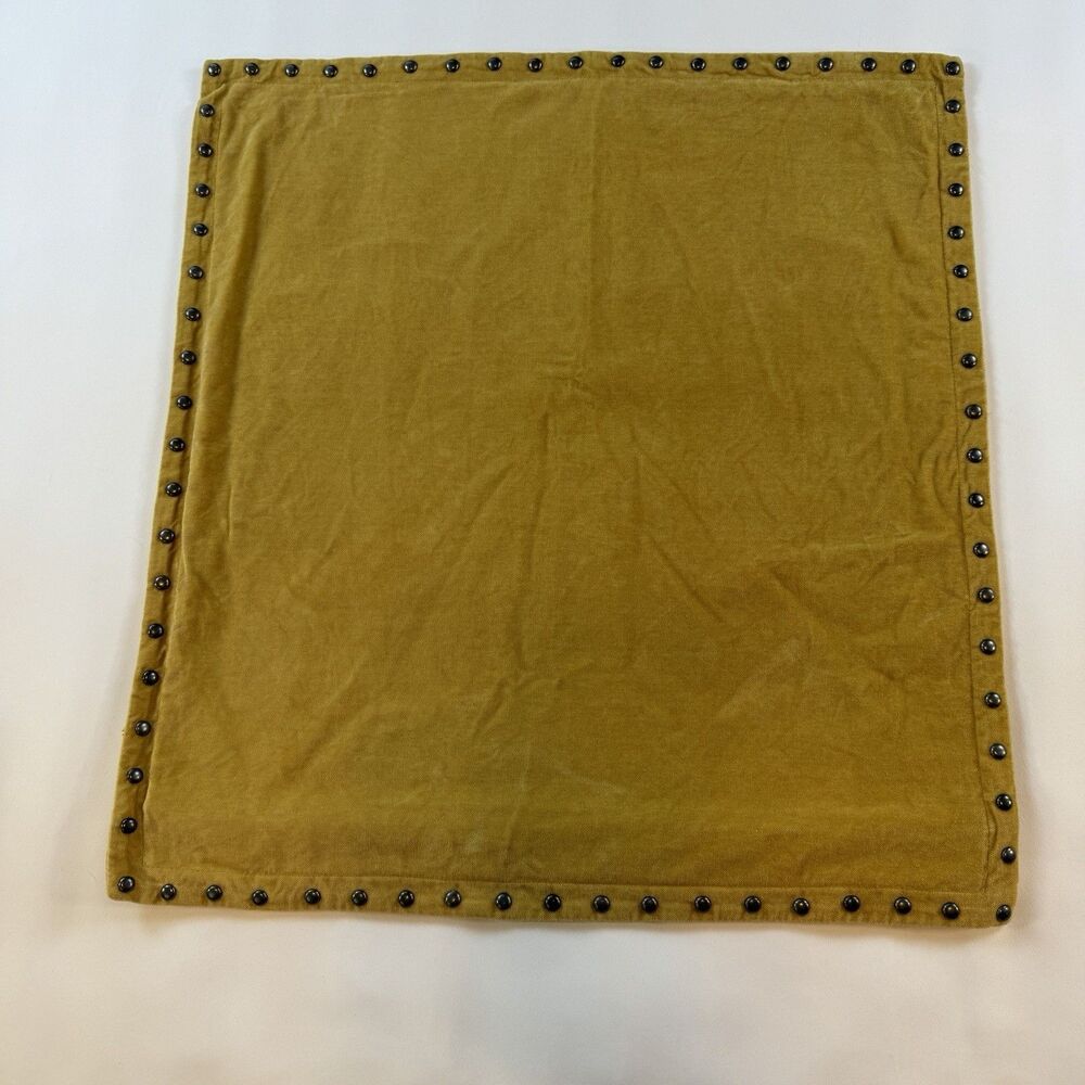 West Elm Pillow Cover Gold Bronze Button Accent 20x20 Modern Boho Square Throw